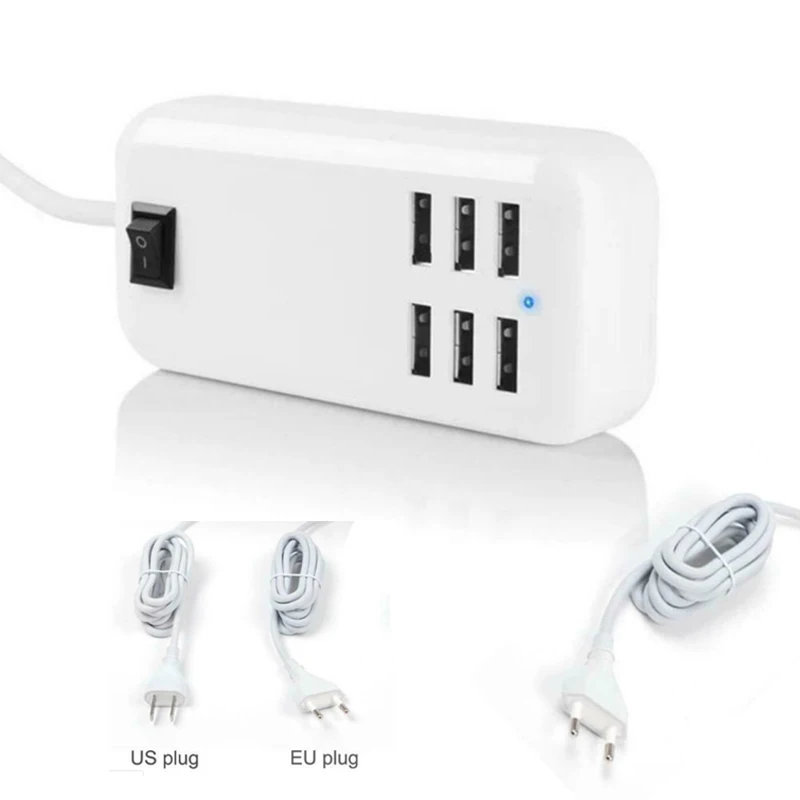 

6 Ports USB Charger Multiple US/EU Plug Wall charger 5V/4A Smart Adapter Mobile Phone Tablet Charging Device For iPhone iPad