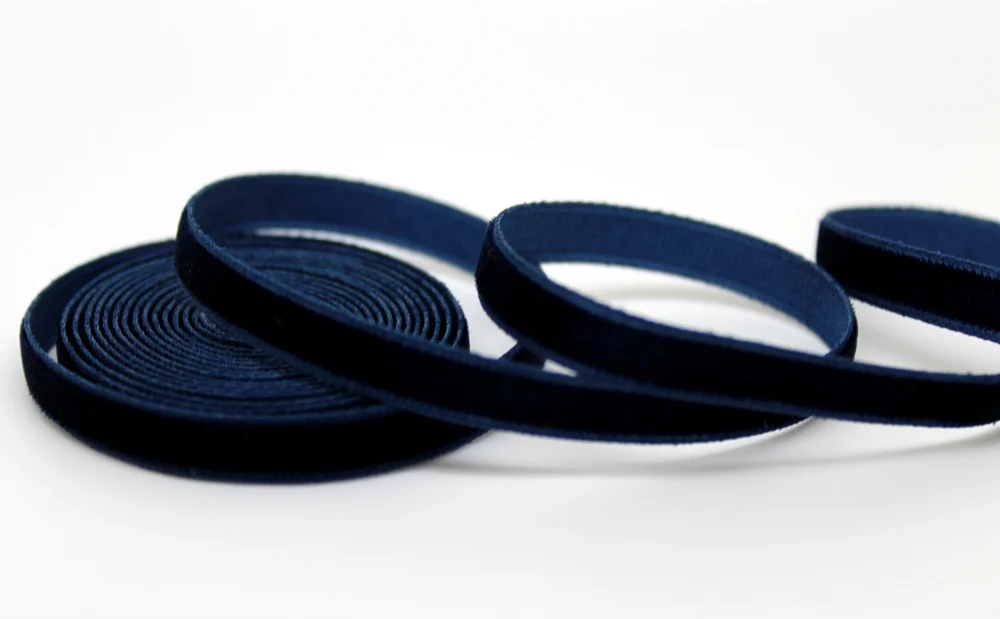 Navy Color 1/4&quot 6mm 20yds/roll velvet ribbon No elastic Single face nylon Sewing webbing | Дом и сад