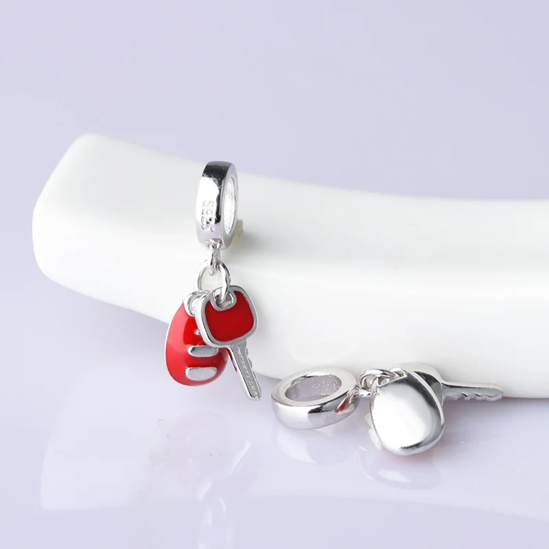 Strollgirl эмаль ключи автомобиля стерлингового серебра Шарм Fit pandora Серебро 925 браслет бусина-Подвеска для DIY ювелирных изделий подарок