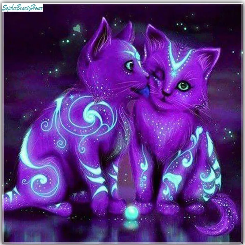 

Sophie beauty home 5D Diy diamond cutting cross stitch decoration home decoration full crystal diamond mosaic purple cat diamond