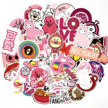 

50pcs/set Super Cute Pink Cartoon Stickers For Computer PS4 Pad Phone Laptop TV Fridge Bicycle Waterproof Decal Sticker