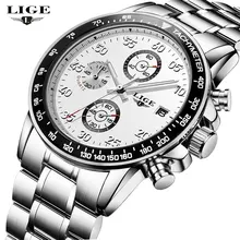 LIGE Men’s Watches Top Brand Luxury Men Sports Quartz Watch Man Multifunction Date Full Steel Waterproof Clock Relogio Masculino