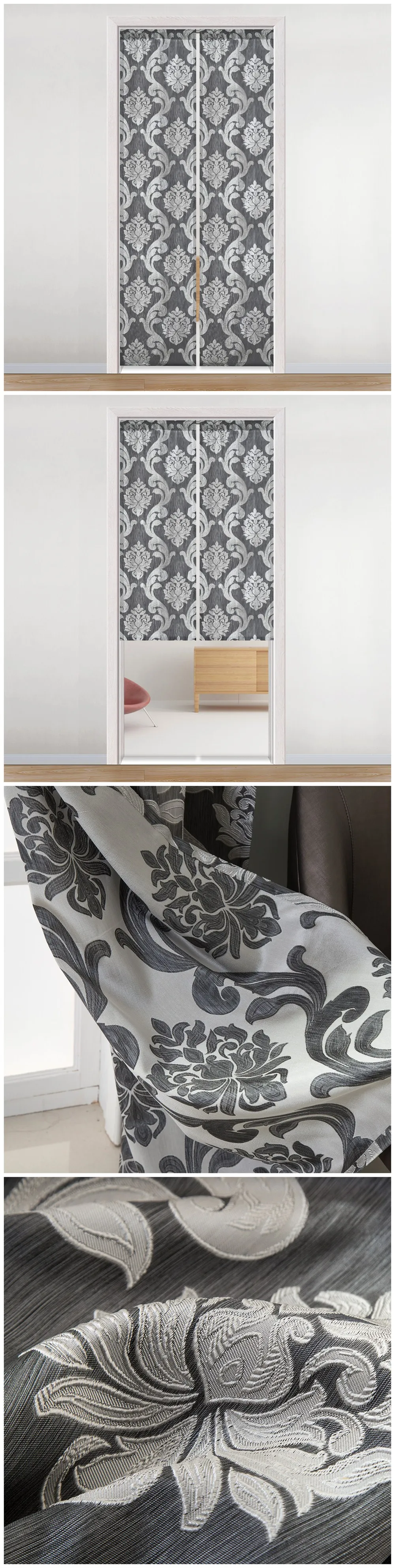 MLS-Smt303 NAPEARL Special Short Curtains For Door Rod Pocket Processing European Floral Jacquard Drops All Match Drapery Fabric Thread  (2)