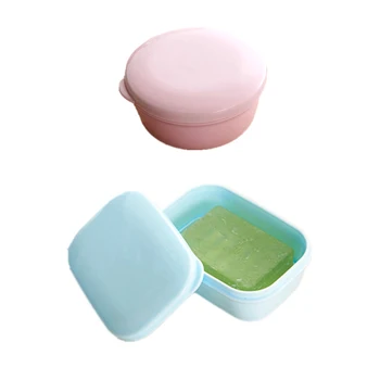 

2pcs Travel PP Soap Box Seal Soap Container Slotted Drainer Bathroom Soap Storage Case Holder with Lid for Bathroom(Blue+ Pink)