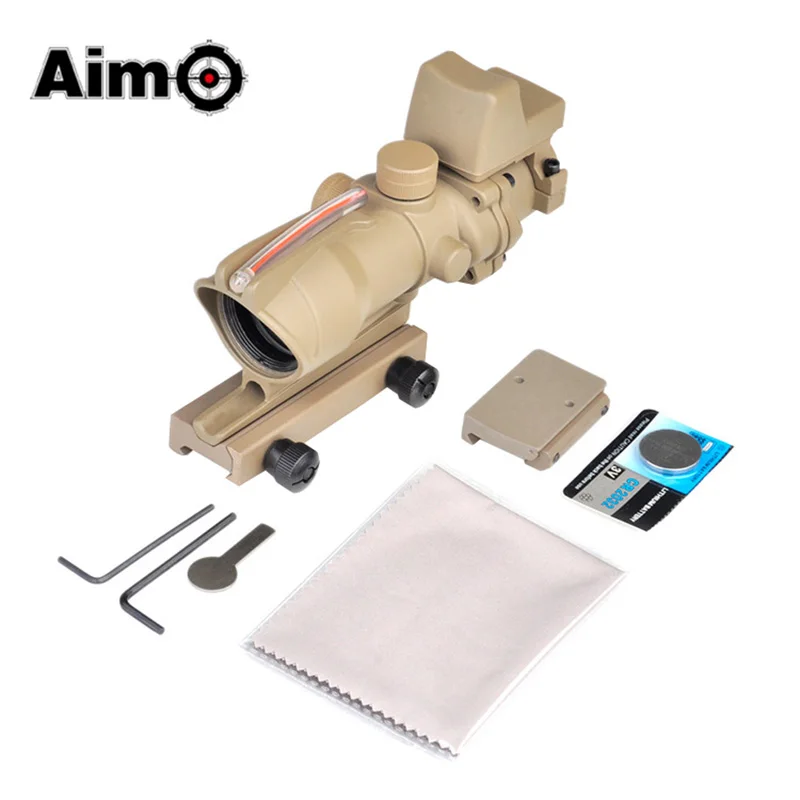

Airsoft Tactical Rifle Scope ACOG 4X32C Red Dot Illumination Source Fiber With RMR Sight For Hunting Optics Riflescope AO1003