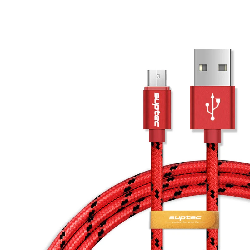 SUPTEC Micro USB кабель, 2.5A Быстрая зарядка и синхронизация данных кабели зарядного устройства универсальный для samsung Xiaomi huawei zte Android мобильный телефон - Цвет: Red