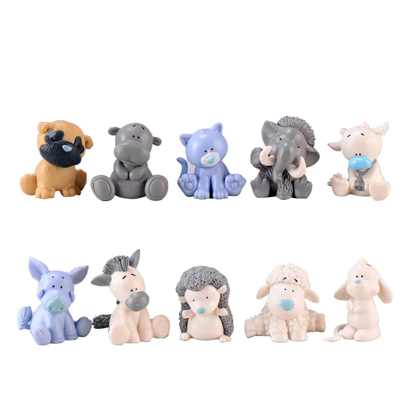 10PCS Cartoon Lovely Miniature Animal Set Resin Small Ornament DIY ...