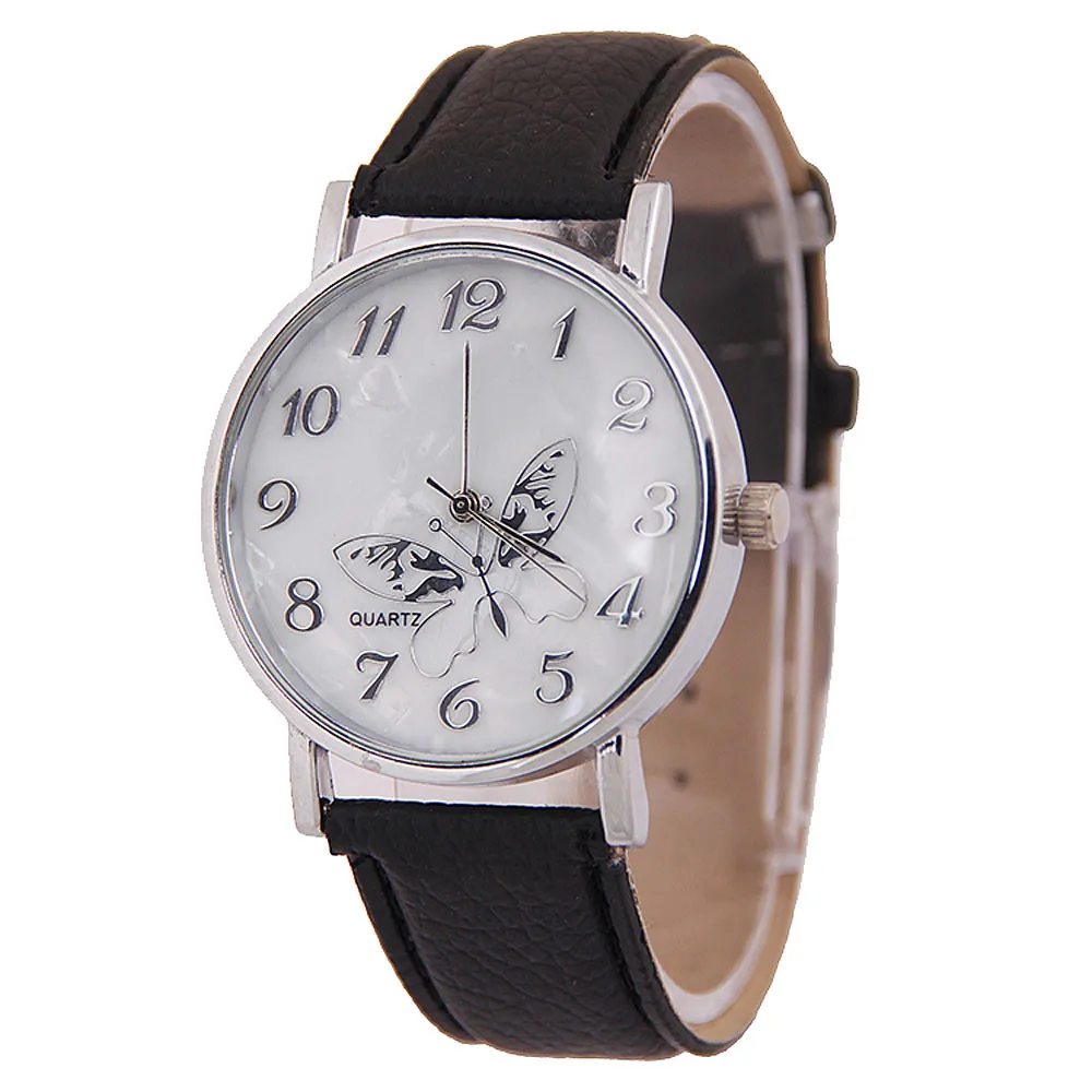 Новые модные кварцевые часы для женщин и девушек с тисненым ремешком и бабочкой, женские наручные часы-браслет, Reloj Mujer, женские часы