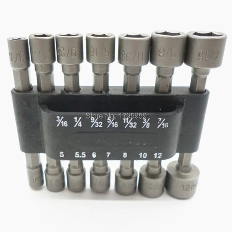 14 pcs Nut Driver Socket bits 14 Hex Shank, SAE  Metric