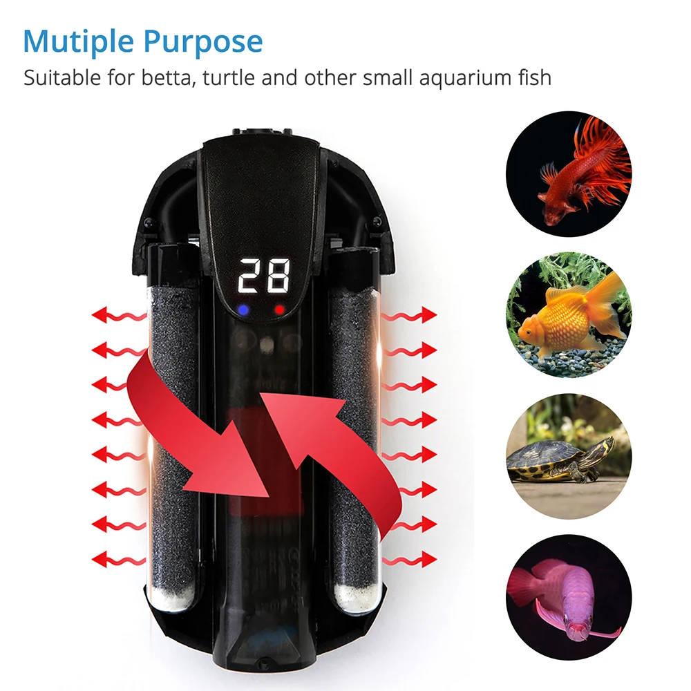 NICREW погружной цифровой аквариумный нагреватель с интеллектуальным светодиодный дисплеем температуры для аквариума регулировка температуры 25 Вт 50 Вт