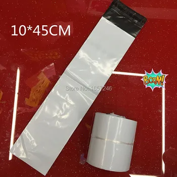 

500Pcs/Lot 10*40+5cm Self-Adhesive White Poly Envelope Long Mailing Courier Bag Pouch Postal Express Plastic Mailer Packing Bag