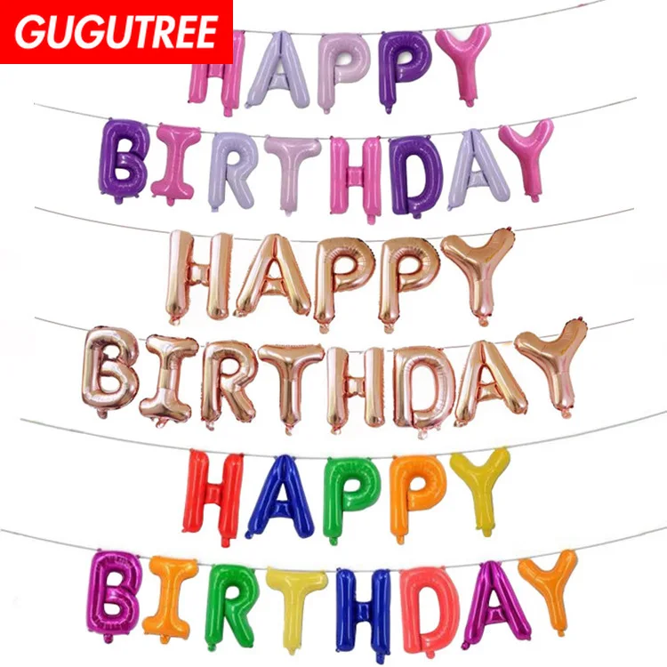 

GUGUTREE PARTY 16inch rose gold silver happy letter foil ballon wedding event christmas halloween festival birthday party HY-137