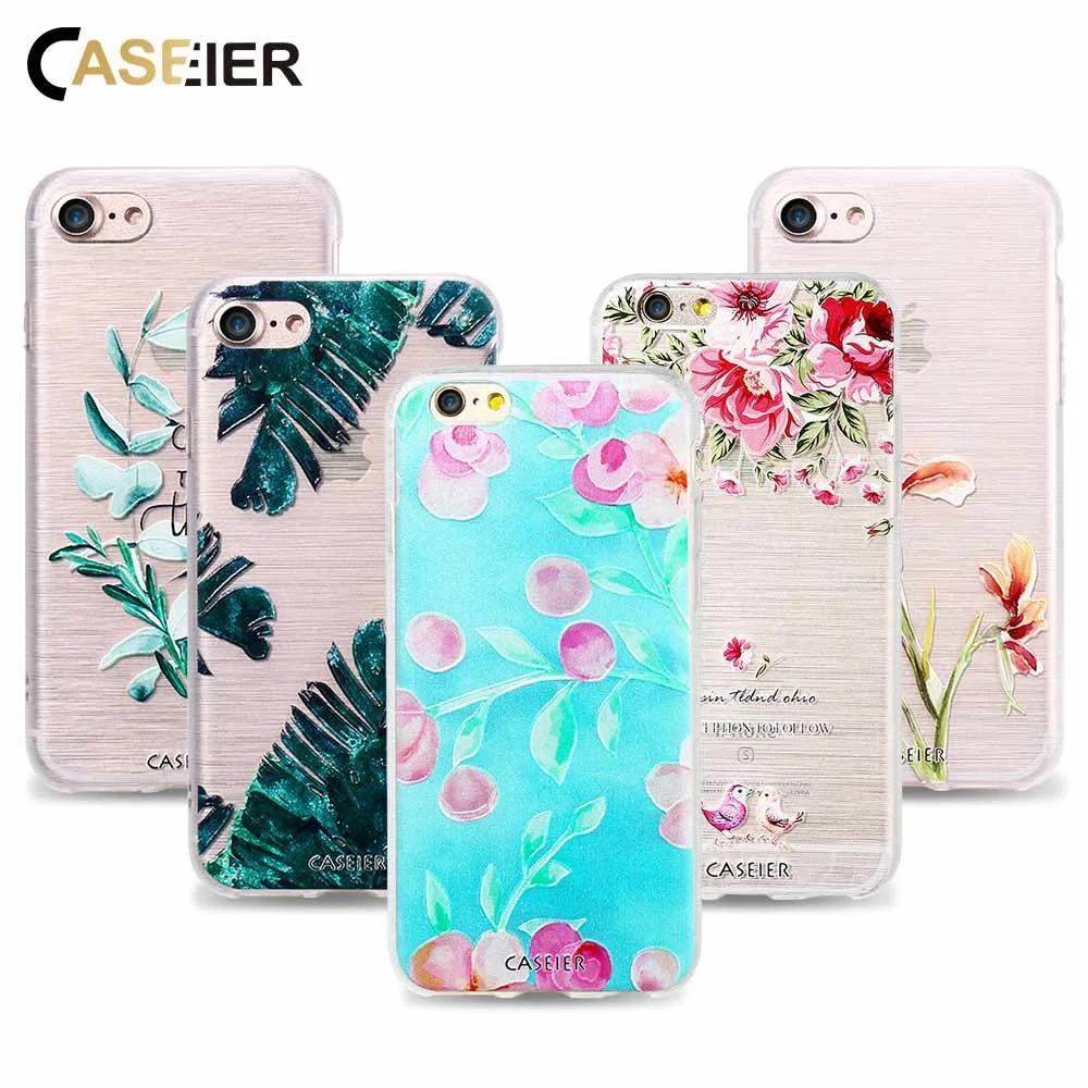 

CASEIER Phone Case For iPhone 6 6s Plus Soft TPU Ultra-thin Hollow Pattern Cover For iPhone 5 5s SE Relief Silicone phone Shell