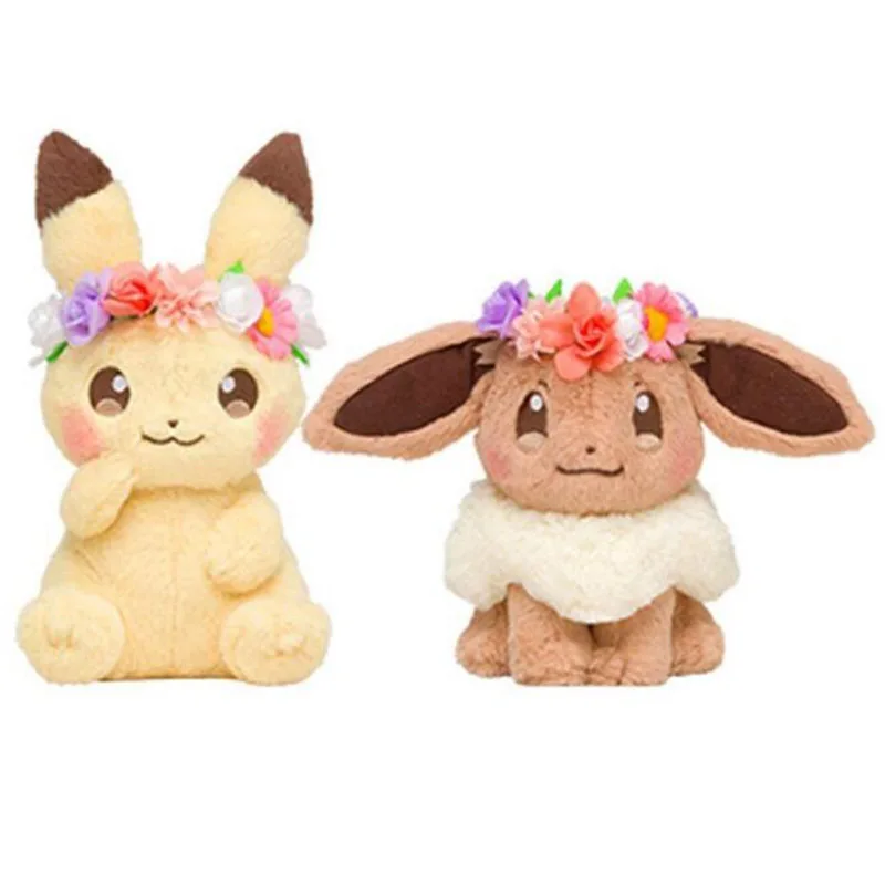 Японский мультфильм аниме kawaii piqiu Пикачу и Eevee с цветком головное кольцо Ver.