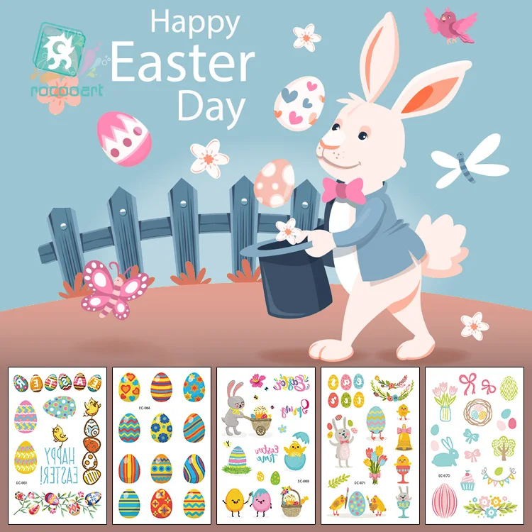 

Easter Party Favors Assorted Easter Theme Temporary Tattoos Bunny Dinosaur Easter Egg Design Temporary Tattoos For Children