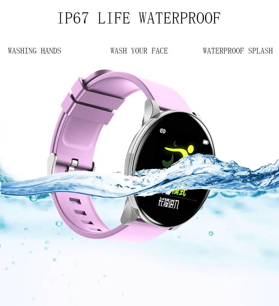LIGE для женщин смарт-браслет спортивные часы IP67 Водонепроницаемый фитнес-трекер монитор сердечного ритма светодиодный шагомер браслет для Android ios