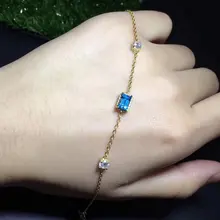 Верность естественно 4*6 мм голубой топаз браслет s925 серебро Простые Модные ювелирных украшений для женщин вечерние природных драгоценных камней