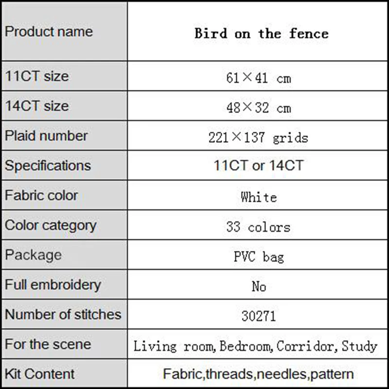 Птицы на заборе наборы для вышивки крестом 11CT печатная ткань 14CT холст DMC подходит для начинающих четкие узоры вышивка