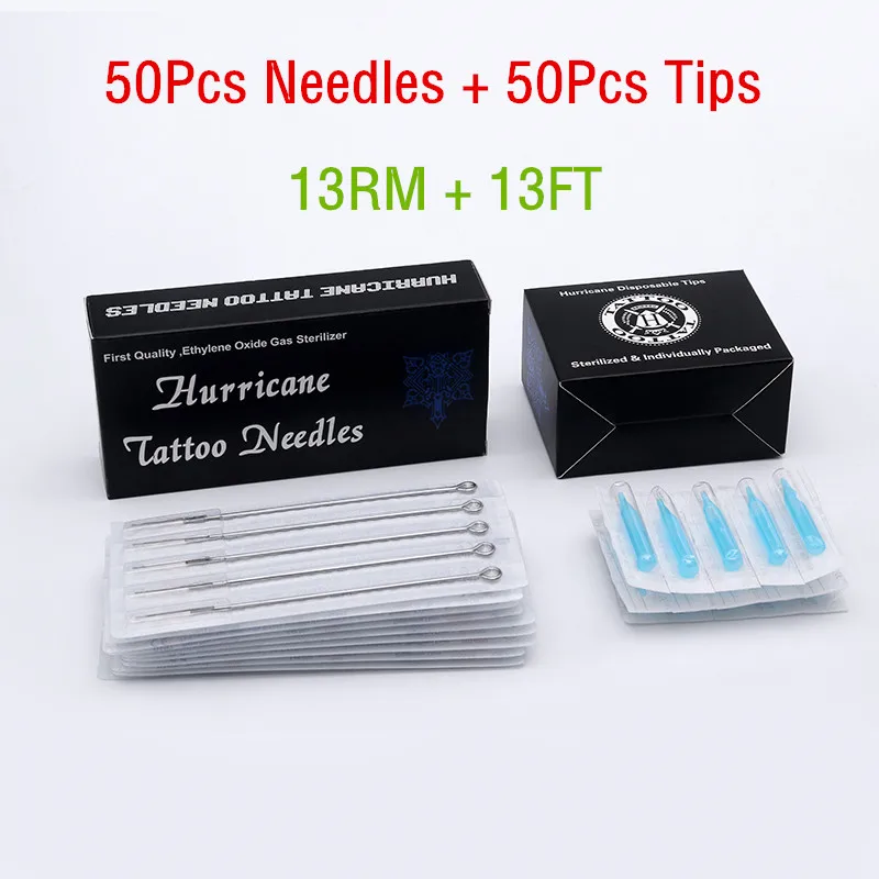 Tatoo Needle Tips (13RM+13FT) 50pcs 13RM Sterile Tattoo Needle + 50pcs