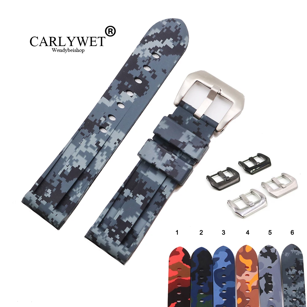 CARLYWET 24mm High Quality Camo Color Waterproof Silicone Rubber