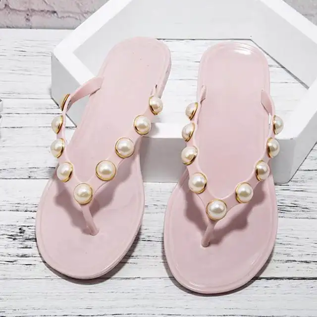 Pearl Luxury Women Flip Flops Crystal Eva Fashion Female Slippers