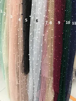 

PWD187236 beaded embroidery Hand print glued glitter mesh tulle african lace fabric