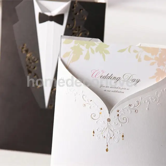 10 set paper bride groom wedding invitations tuxedo cards stickers