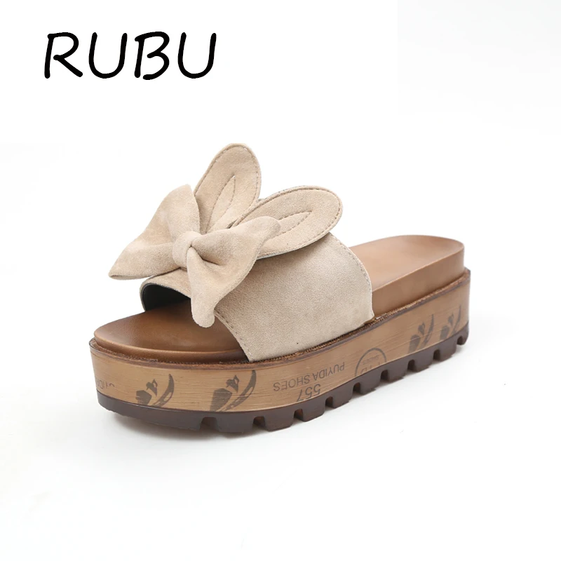 Летние босоножки на танкетке Шлёпанцы для женщин платформа на высоких каблуках женские тапочки дамские уличные Обувь bowti тапочки забивают ...