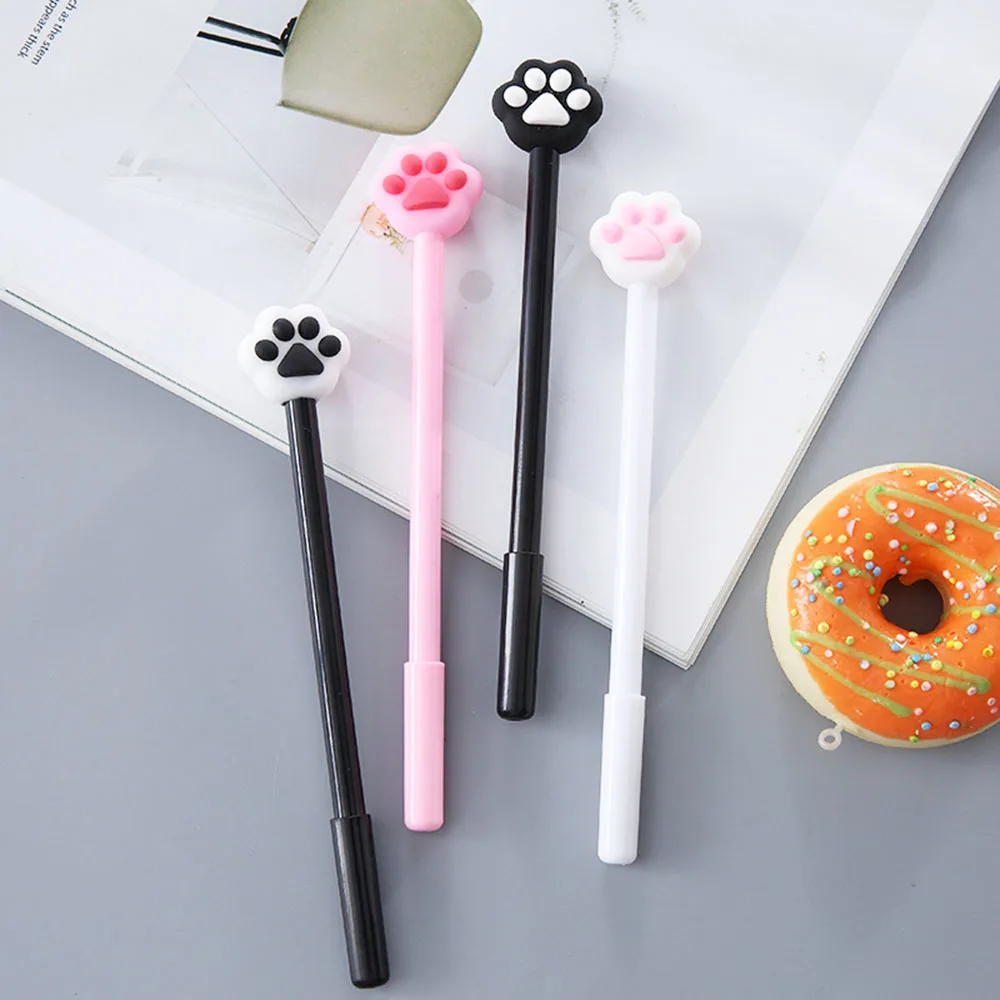 

2Pcs/lot Cute Pens Animal Cat Paw Pink Black Heart Gel Pens Signature School Office Supply Promotional Gift Stationery
