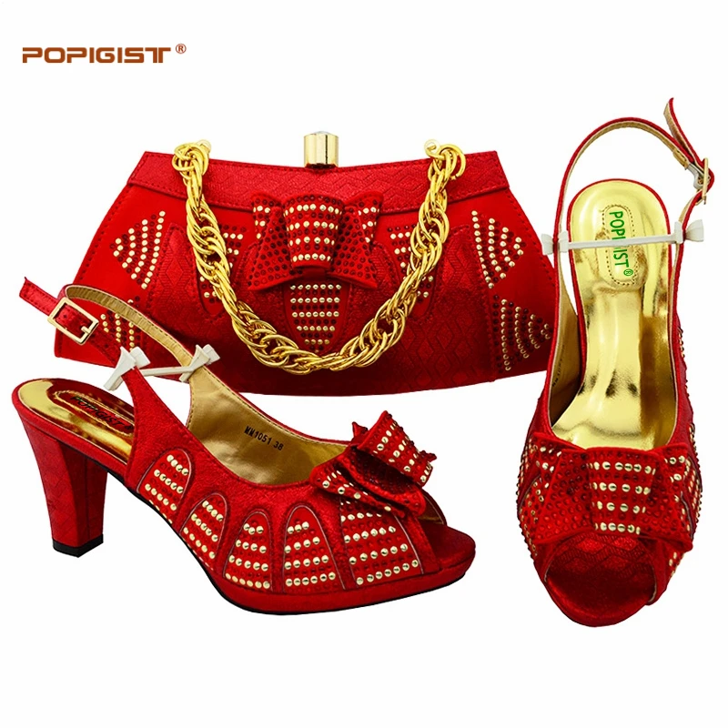 High Quality Italian Shoes With Matching Bags Red Wedding or Parties African Women Shoes and ...