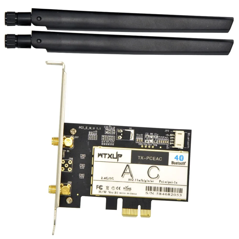 WTXUP беспроводной-AC 7265 802.11ac 1200 Мбит/с PCI Express X1/X4/X8/X16 Настольный PCI-e WiFi адаптер+ Bluetooth 4,0 для Intel 7265AC