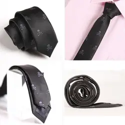 Горячая распродажа мужской черный череп Свадебный Жених узкий галстук тонкий галстук
