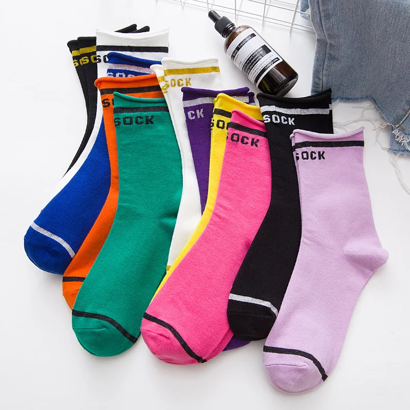 

Socks Women Korean Japanese Style Kawaii Cute Harajuku Socks Women Cotton Letter Print Causal Girl Student Fashion Women Socks