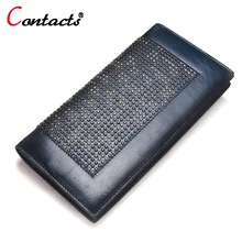 CONTACT’S echtem Leder brieftasche frauen luxusmarke lange Weibliche clutch taschen damen kartenhalter hohe qualität dollar preis