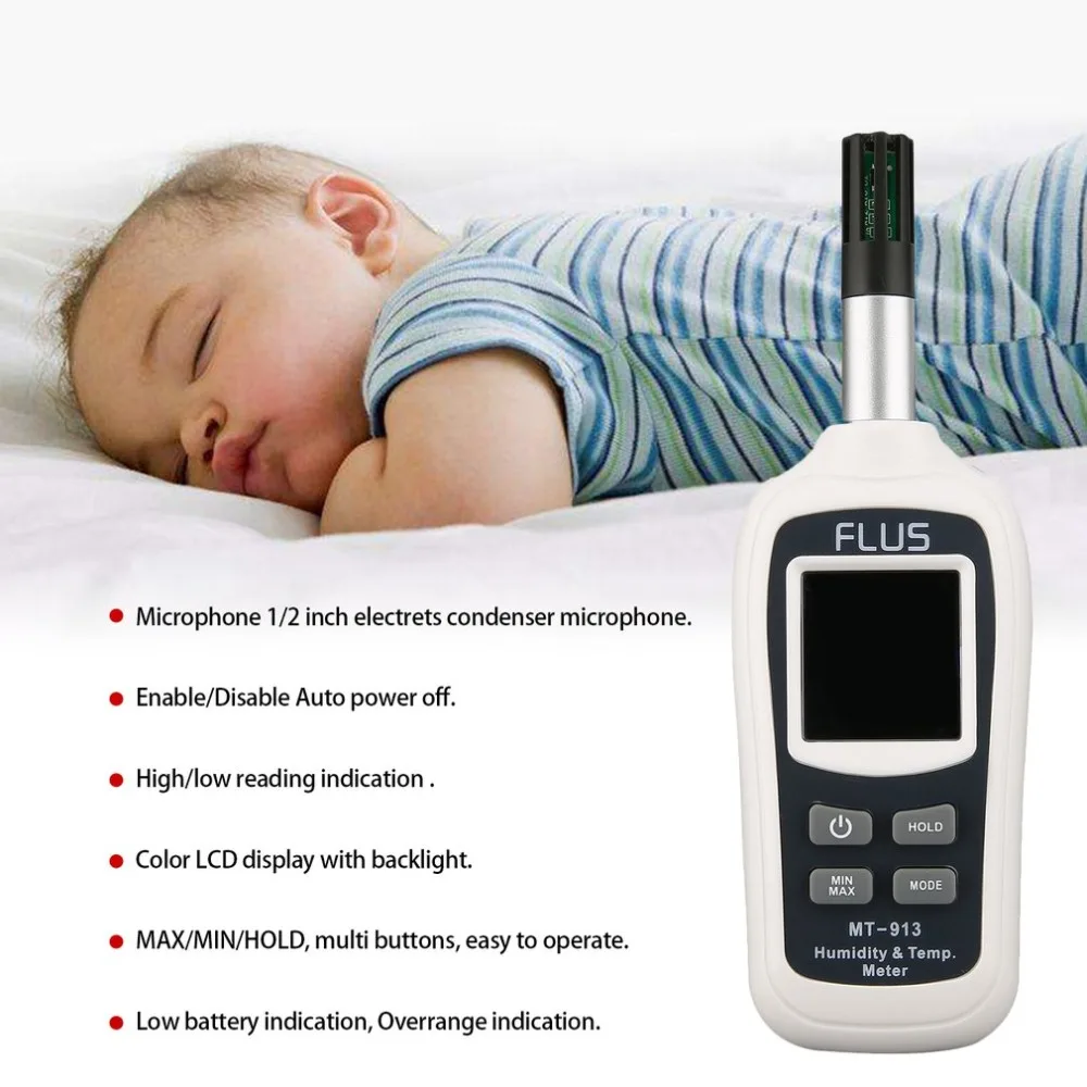 

Temperature Humidity Meter Mini Digital LCD Convenient Thermometer Hygrometer Gauge Support Low Battery Indication MT-913