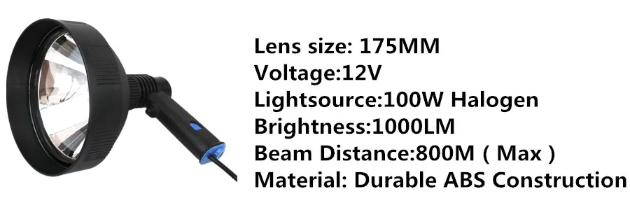 12V 1000LM морской светильник ручной Точечный светильник 100W галогенные охотничья лампа регулируемый луч прожектор для подсветки заливающего 3 размера " 7" 1" с лампой фильтр