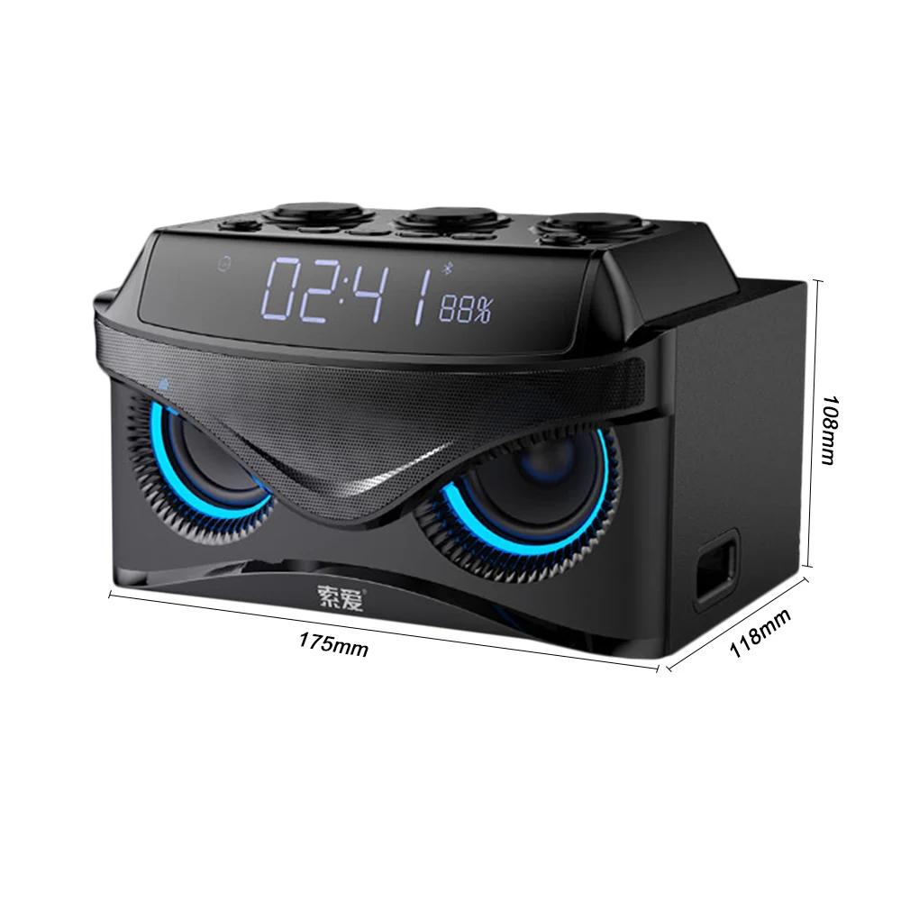 Soaiy S68 Беспроводной Bluetooth Динамик крючке будильник Super Bass сабвуфер Открытый