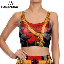 NADANBAO Crop Top Comic Camis Deadpool Print Women tank tops Colorful sleeveless Tee Vest