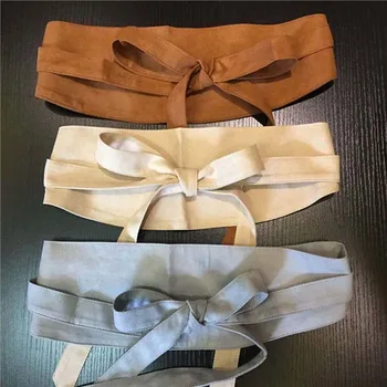 

2018 summer explosion retro suede belt bow tie female slim wild girdle waist belt