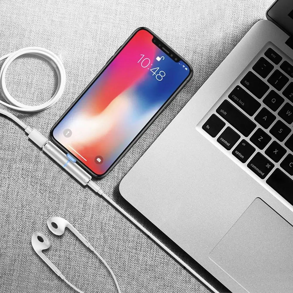 New Adapter for Lightning to 3 5mm Aux Adaptador Jack for iPhone 7 8 X plus Headphone Splitter Charging Audio Cable Adaptador