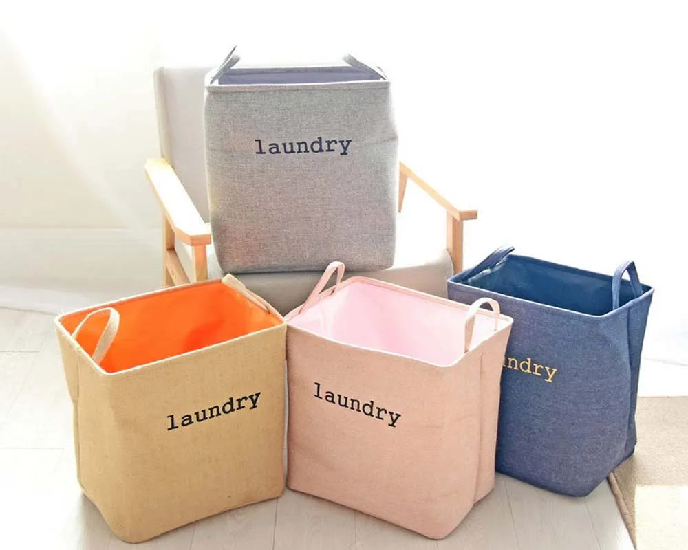 

Cotton Linen Picnic Laundry Basket Hamper EVA Thick Large Dirty Clothes Storage Pouch Folding Kids Room Toys Organizer