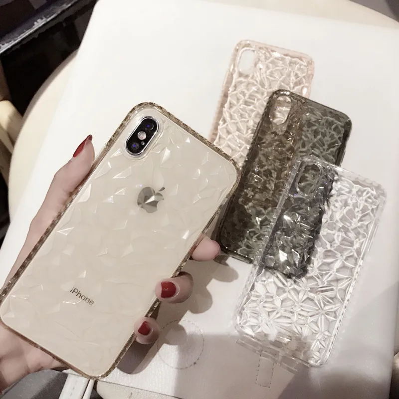 

Luxury Diamond Texture Soft TPU Transparent Case for iPhone X XS Max XR Clear Cover For iPhone 7 8 6 6S Plus Glitter Phone Case