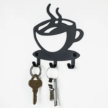 

3 Hook Coffee Key Holder Rack Hanger Organizer Decor Home Decorative Wall Mount Metal Home Storage Organization Hooks Rails