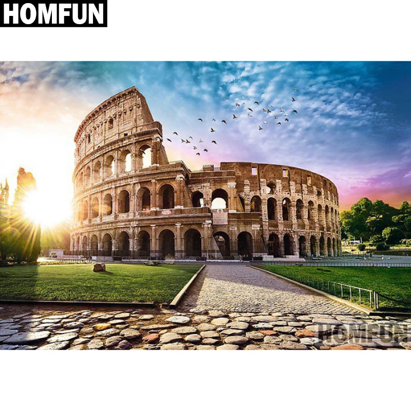 HOMFUN полная квадратная/круглая дрель 5D DIY Алмазная картина "Римский Колизей" вышивка крестиком 5D домашний Декор подарок A03894