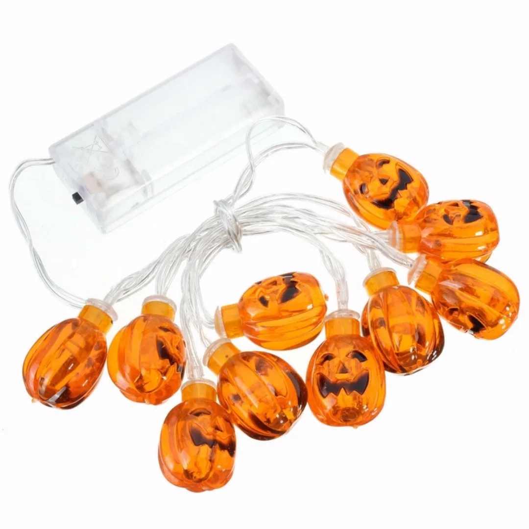 Newest  Novel 10 Pumpkin Heads Halloween Lights String Lantern Hanging Home Garden Decoration