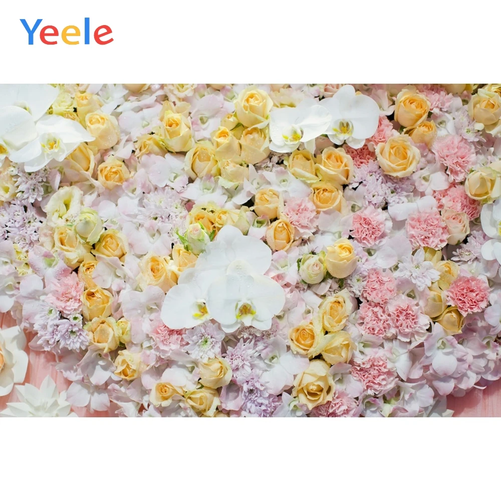 

Yeele Flowers Backdrop Yellow Pure Flowers Wedding Photocall Love Photography Background Photographic Backdrops for Photo Studio