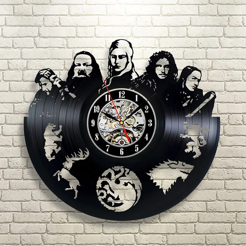 Kaufen Game of Thrones Vinyl Record Wanduhr Moderne Design 3D Dekoration Hängen Uhr Wand Kunst Wohnkultur 12 zoll