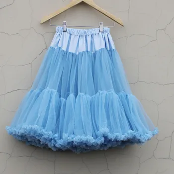 

3 Layers 60cm Ladies Long Skirts Womens Adult Tutu Light Blue Tulle Skirt American Apparel Bridesmaids Gown Wholesale