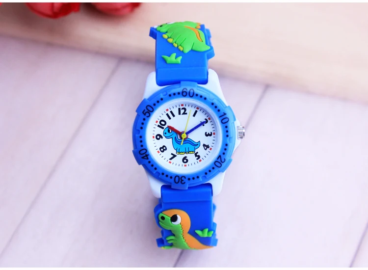 Водостойкие силиконовые полосы 3D Динозавр Мультяшные кварцевые часы детские часы для мальчиков и девочек детские часы