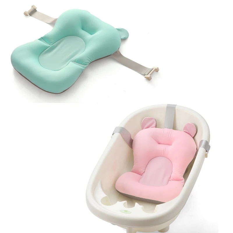 Newborn Baby Foldable Baby Bath Tub Pad & Chair & Shelf Newborn Bathtub Seat Infant Support Bath